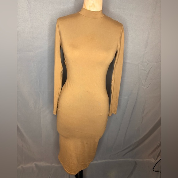 Beige Body Con Dress - Picture 6 of 9